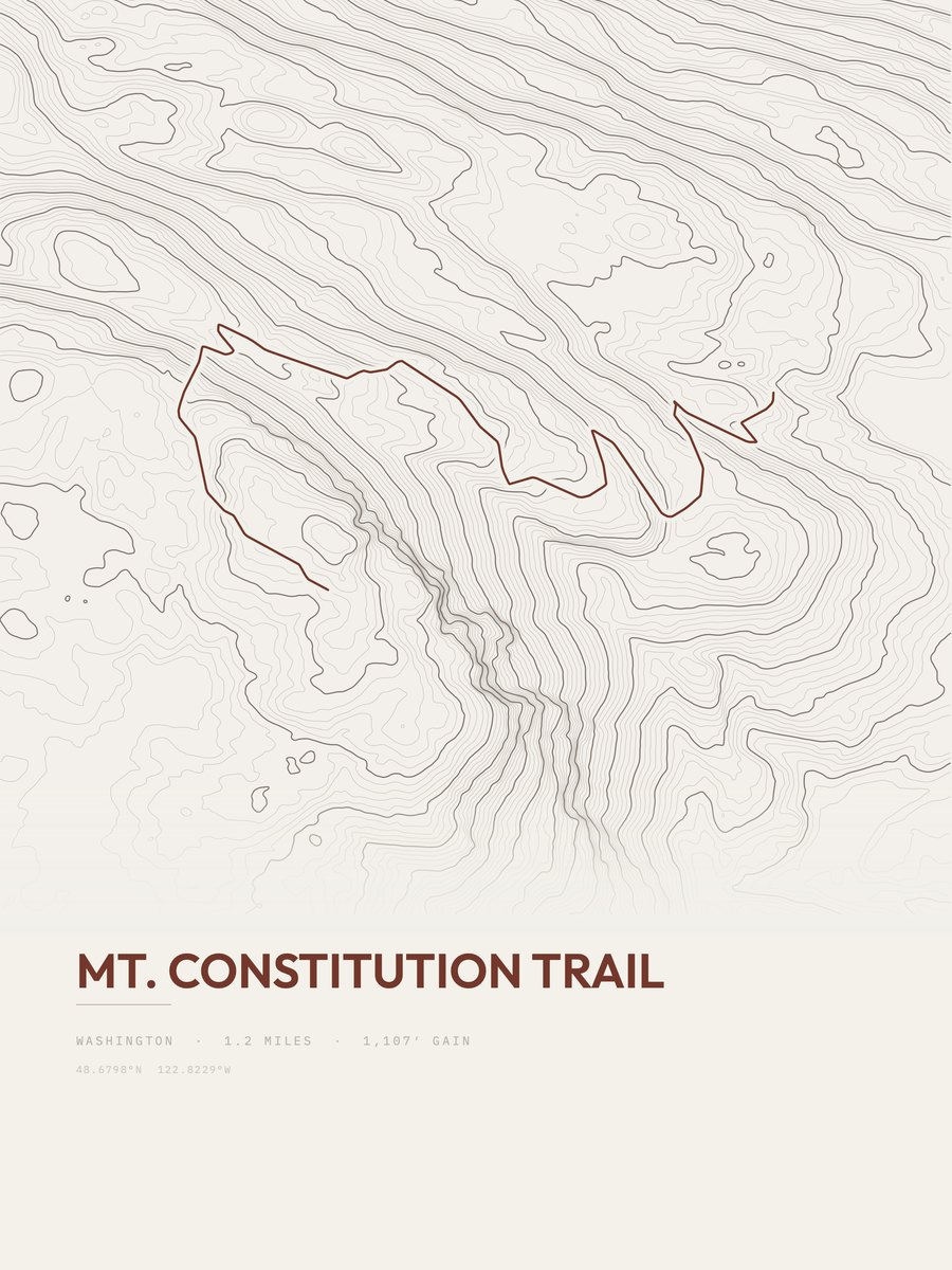 Mount Constitution Trail topographic trail print