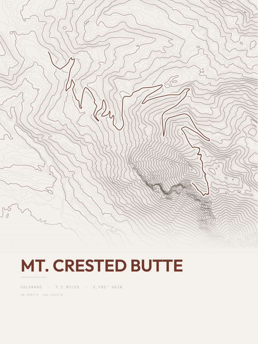 Mount Crested Butte topographic trail print