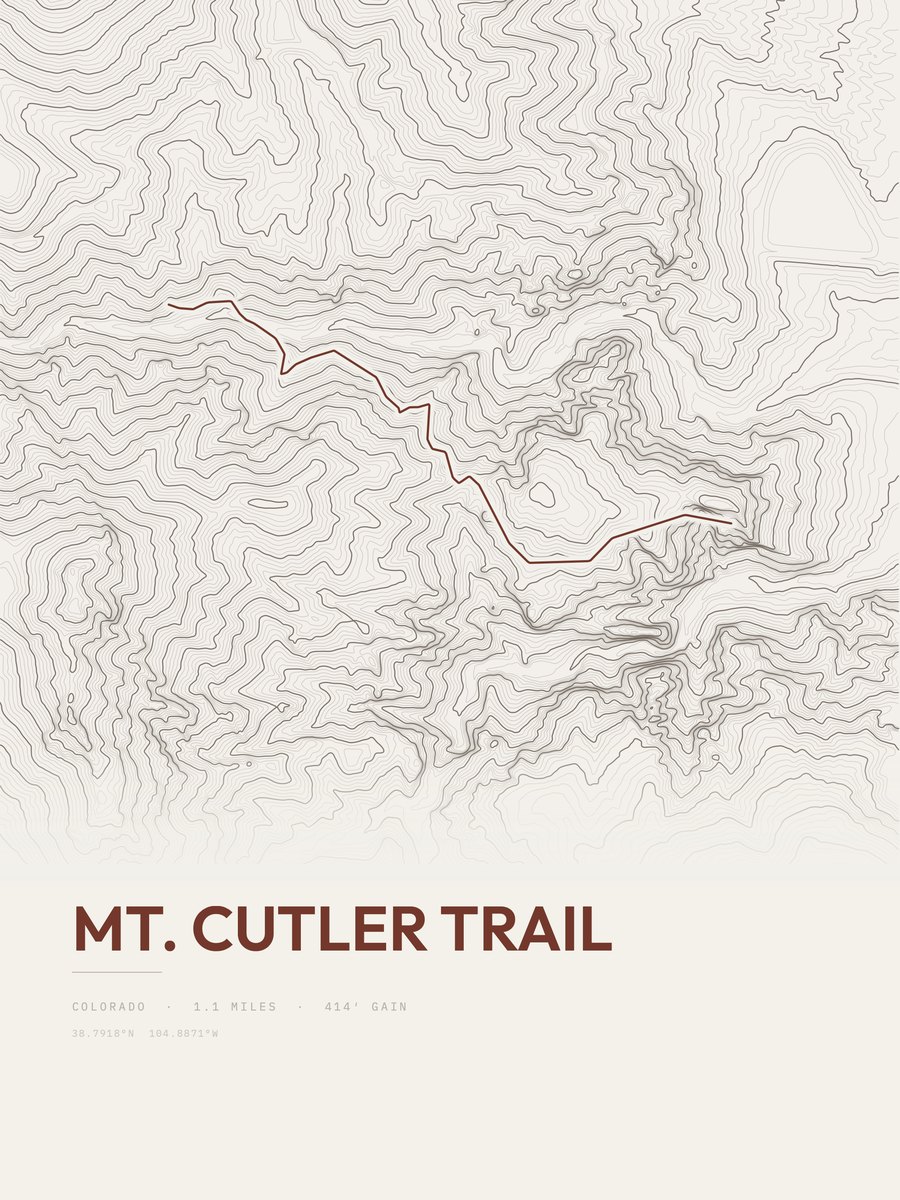 Mount Cutler Trail topographic trail print