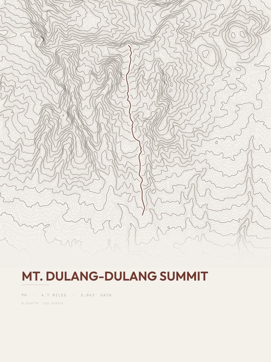 Mount Dulang-Dulang Summit topographic trail print