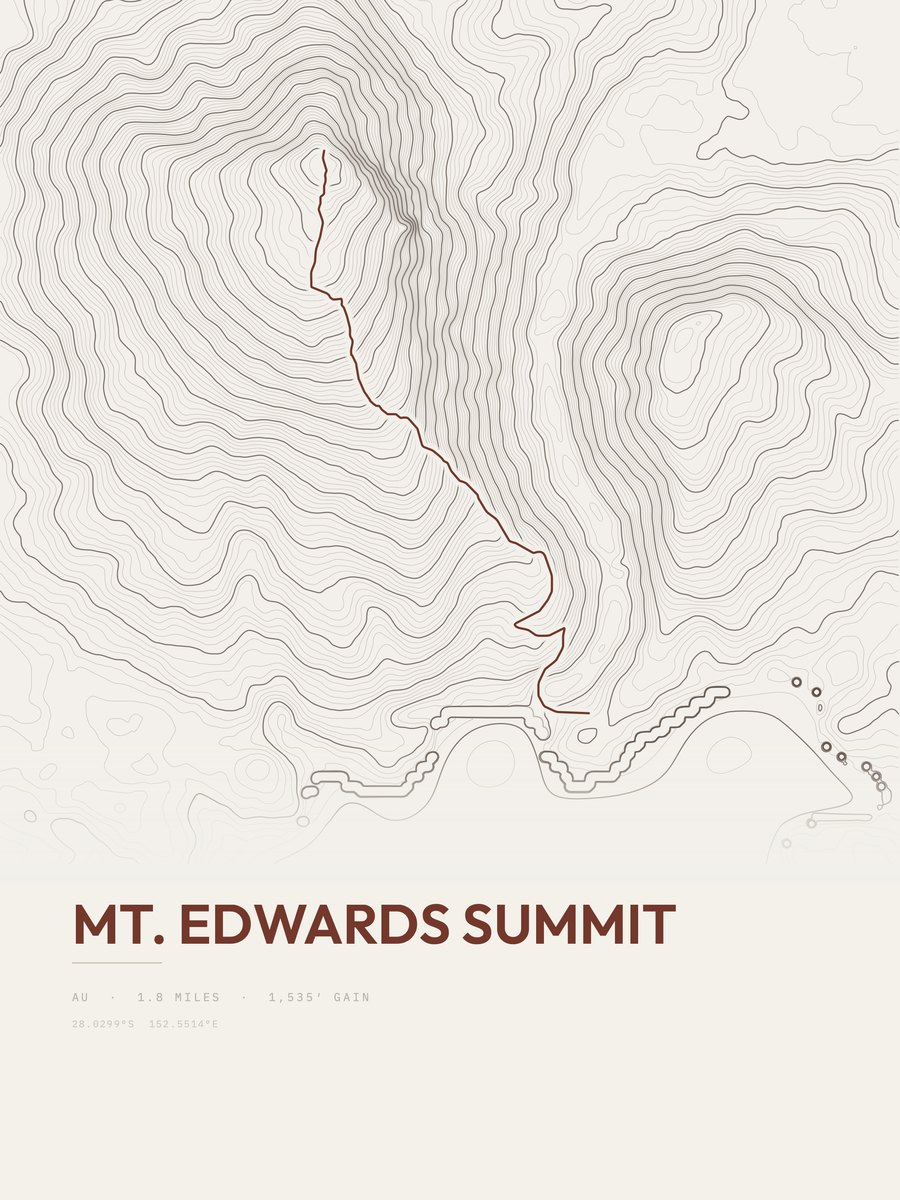 Mount Edwards Summit topographic trail print