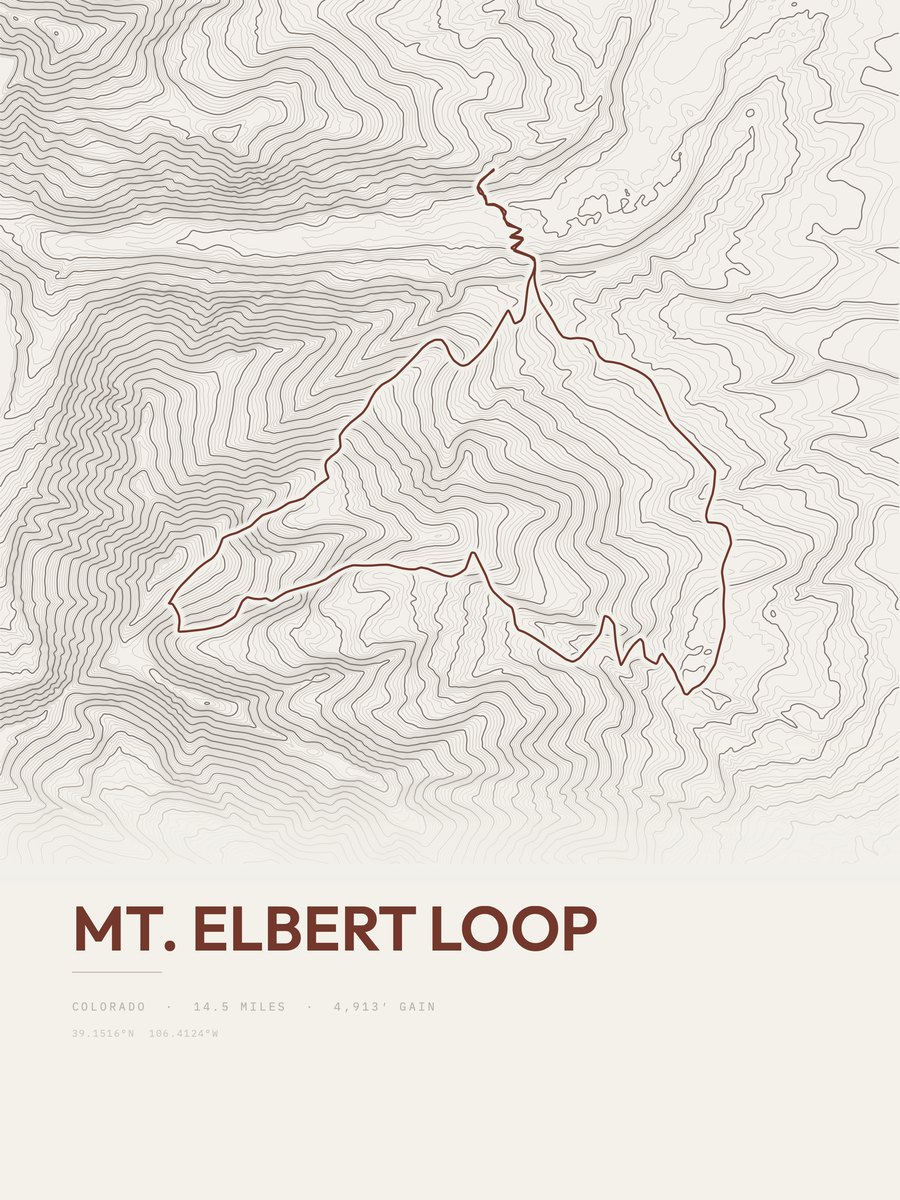 Mount Elbert Loop topographic trail print
