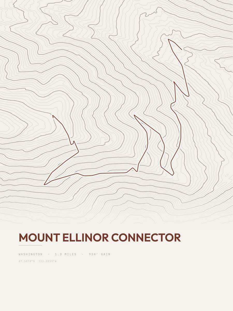 Mount Ellinor Connector topographic trail print