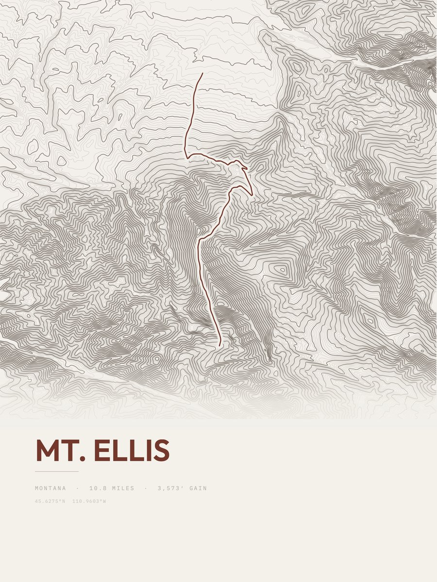 Mount Ellis topographic trail print