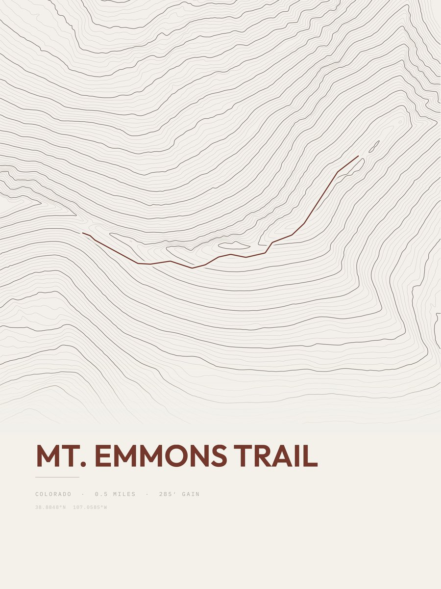 Mount Emmons Trail Topographic print
