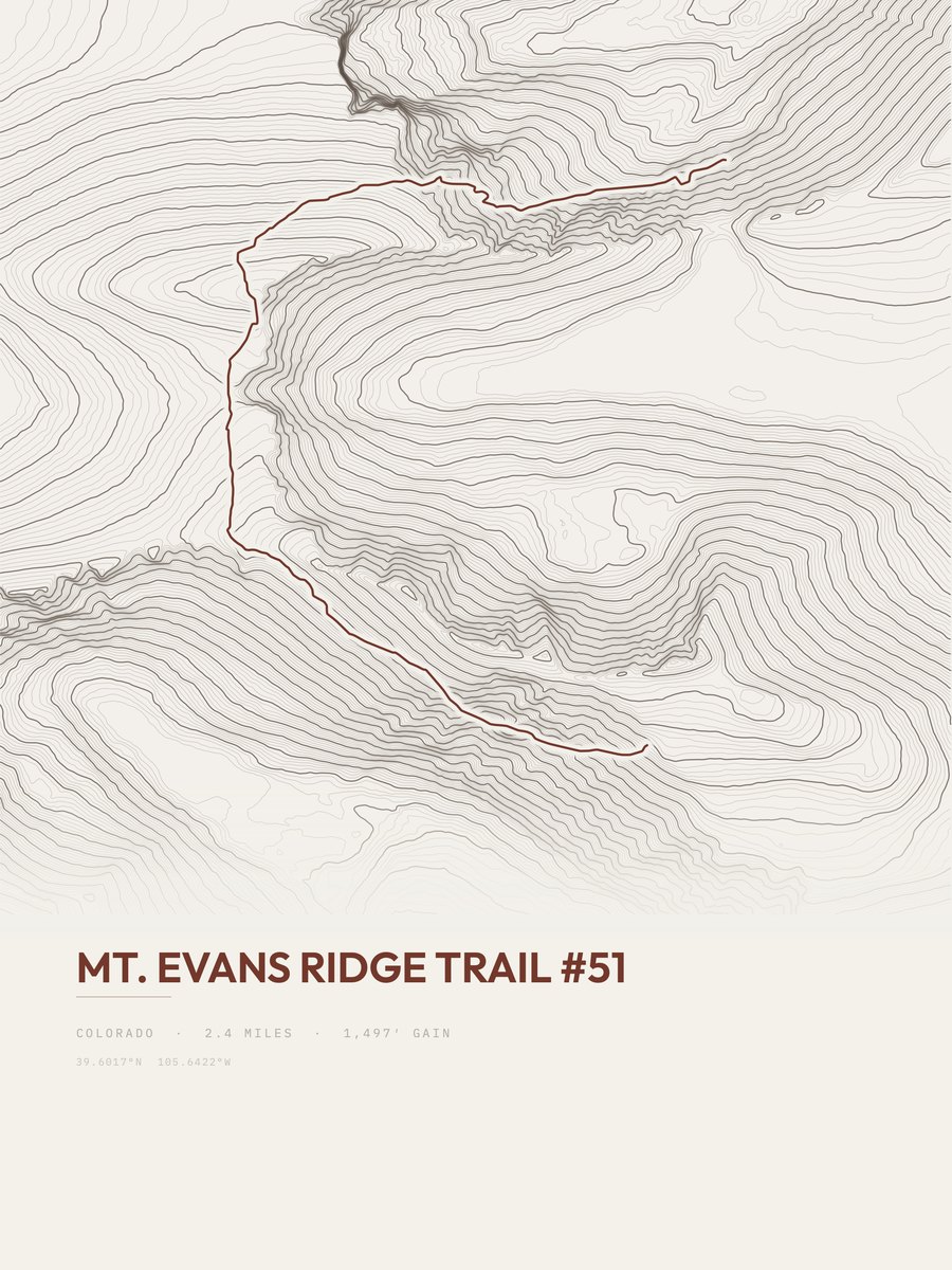 Mount Evans Ridge Trail Topographic print