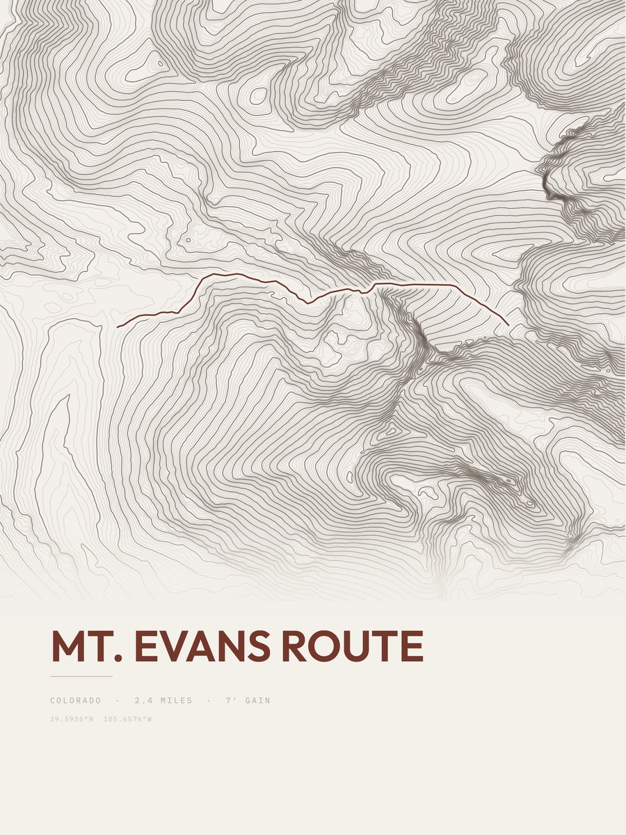 Mount Evans Route topographic trail print