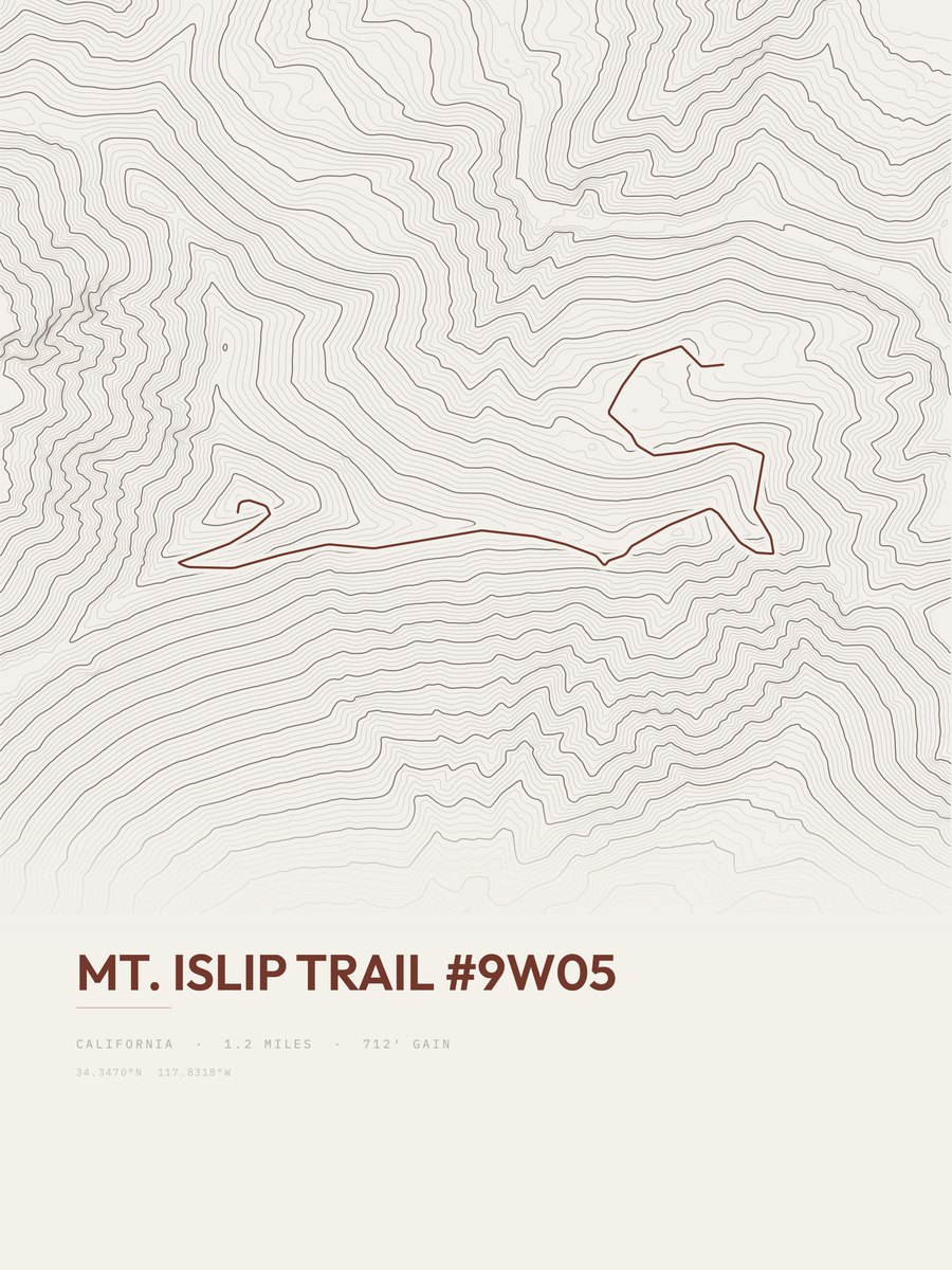 Mount Islip Trail topographic trail print