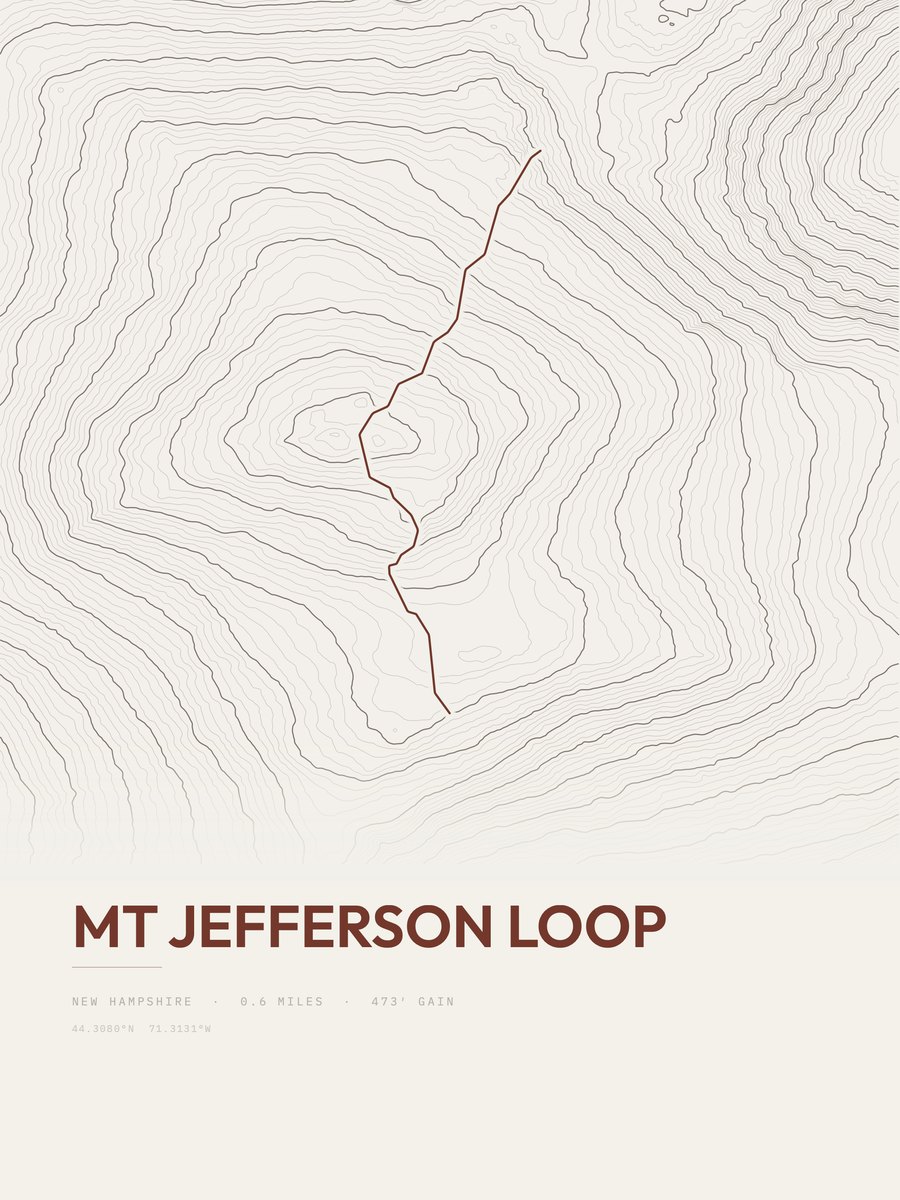 Mount Jefferson Loop topographic trail print