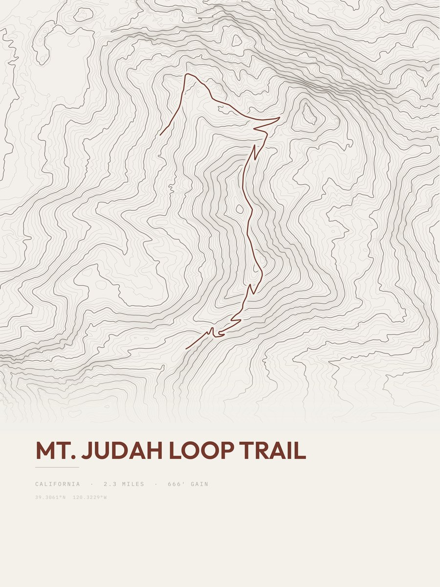 Mount Judah Loop Trail topographic trail print