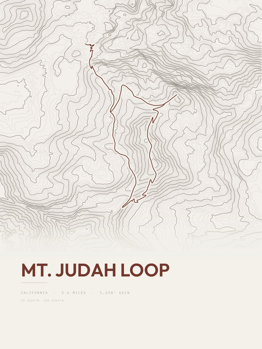 Mount Judah Loop topographic trail print