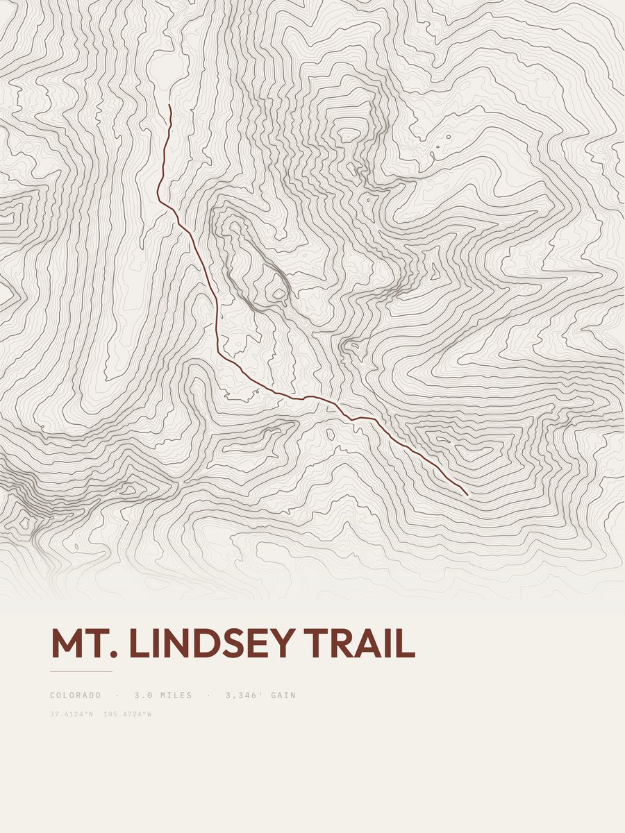 Mount Lindsey Trail Topographic print