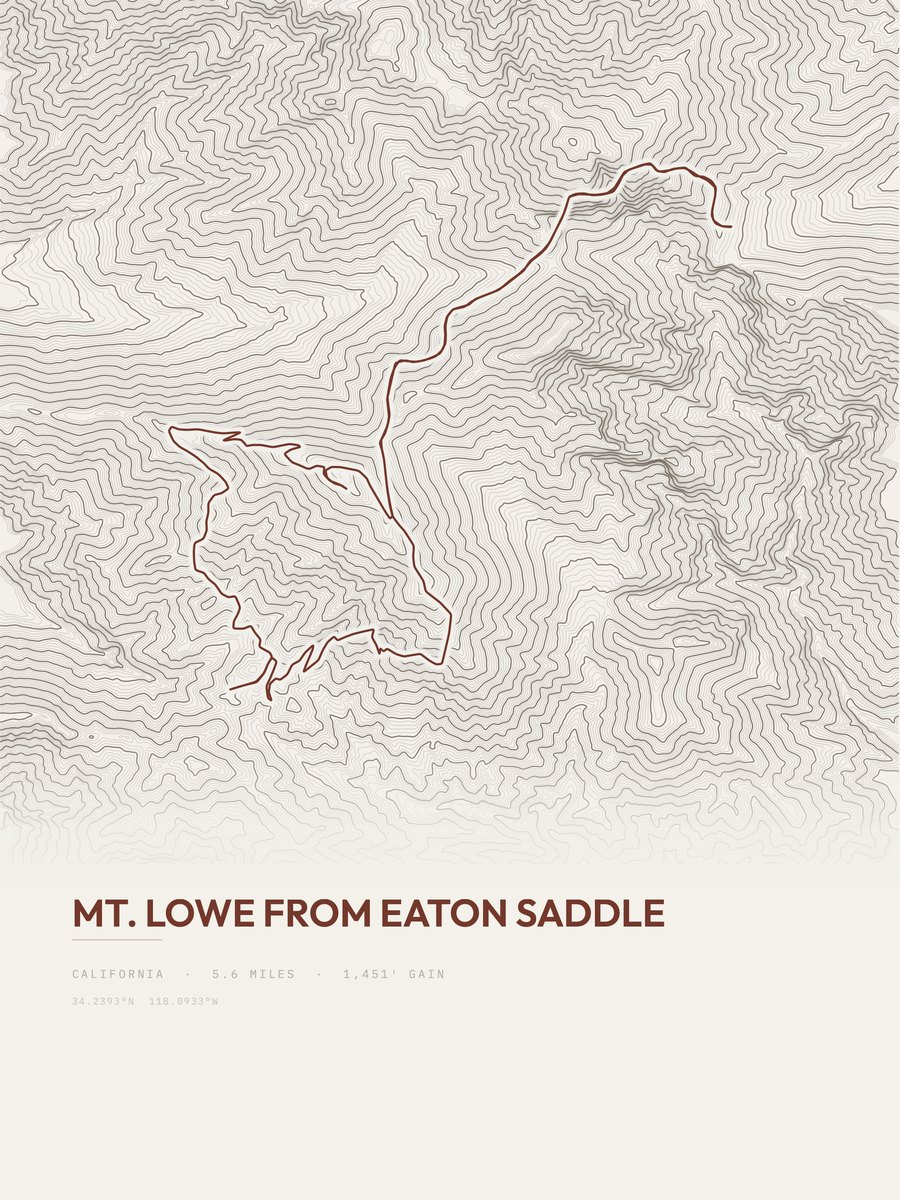 Mount Lowe topographic trail print