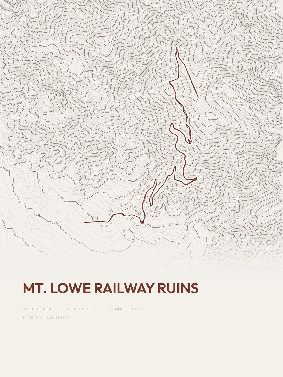 Mount Lowe Railway Ruins topographic trail print