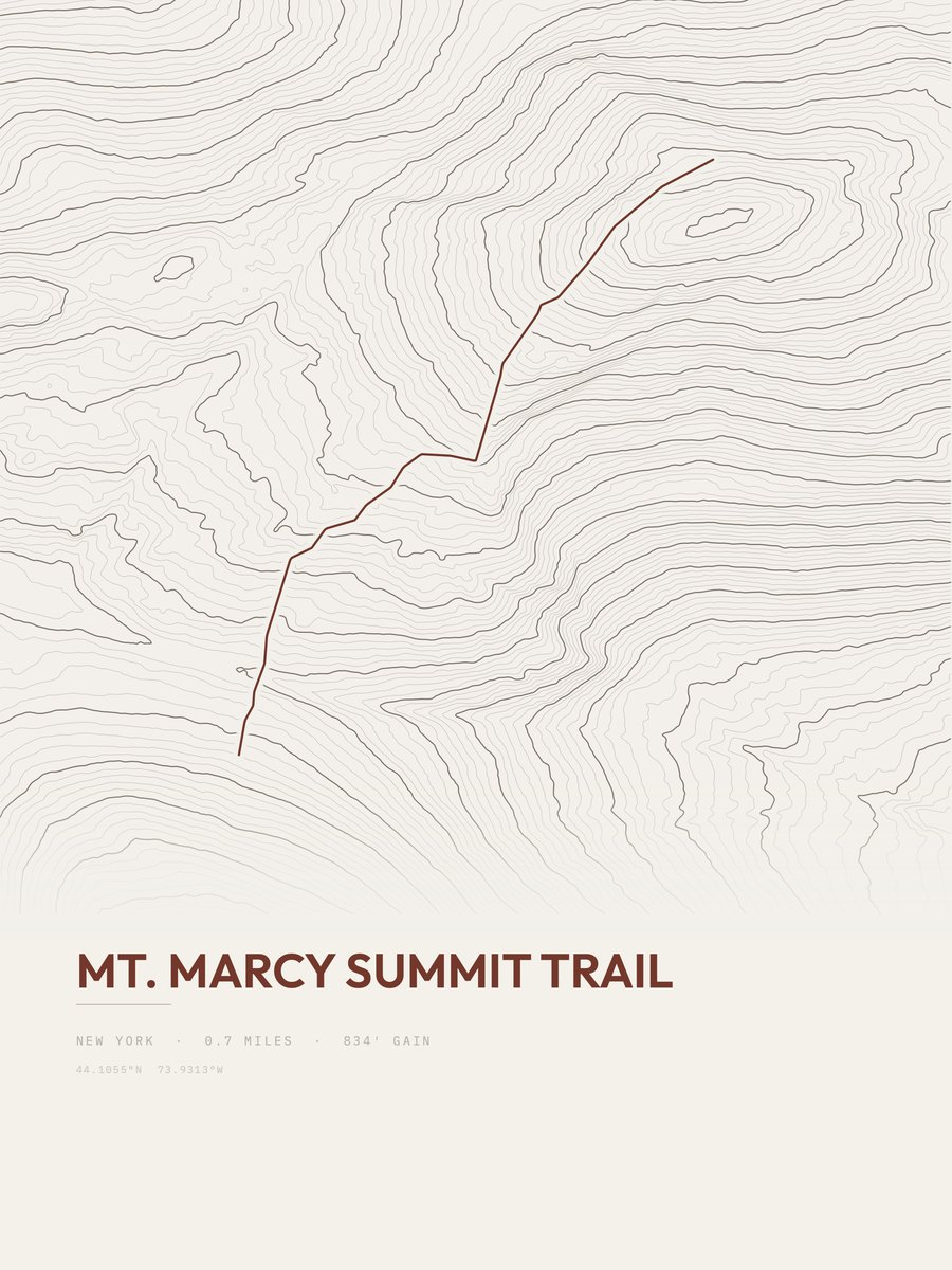 Mount Marcy Summit Trail Topographic print