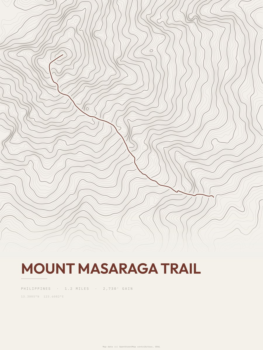 Mount Masaraga Trail topographic trail print