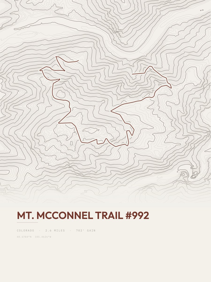 Mount McConnel Trail topographic trail print