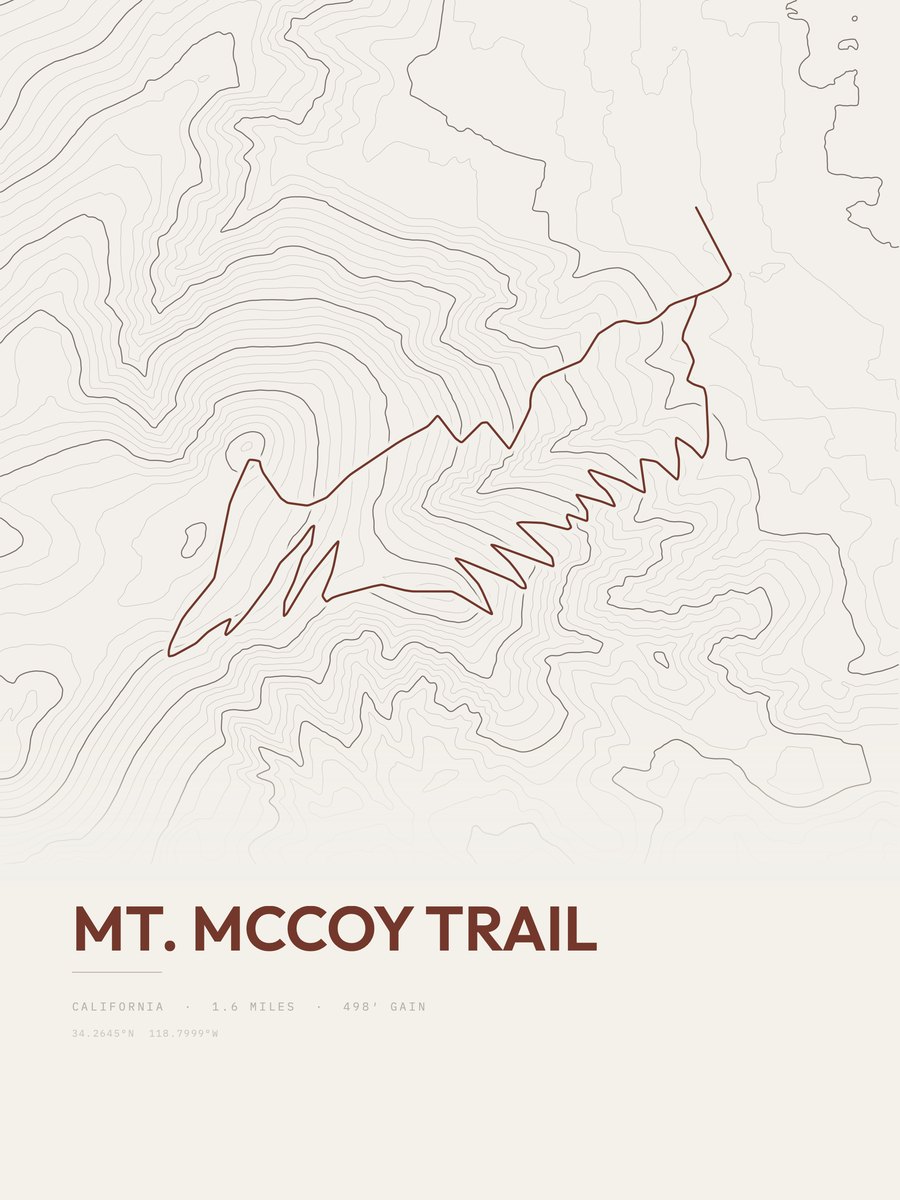 Mount McCoy Trail Topographic print