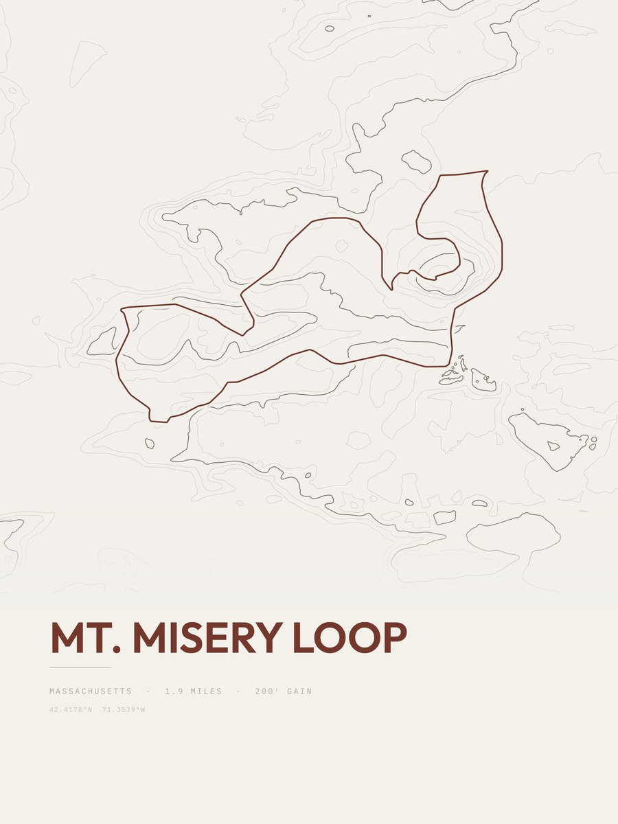 Mount Misery Loop topographic trail print