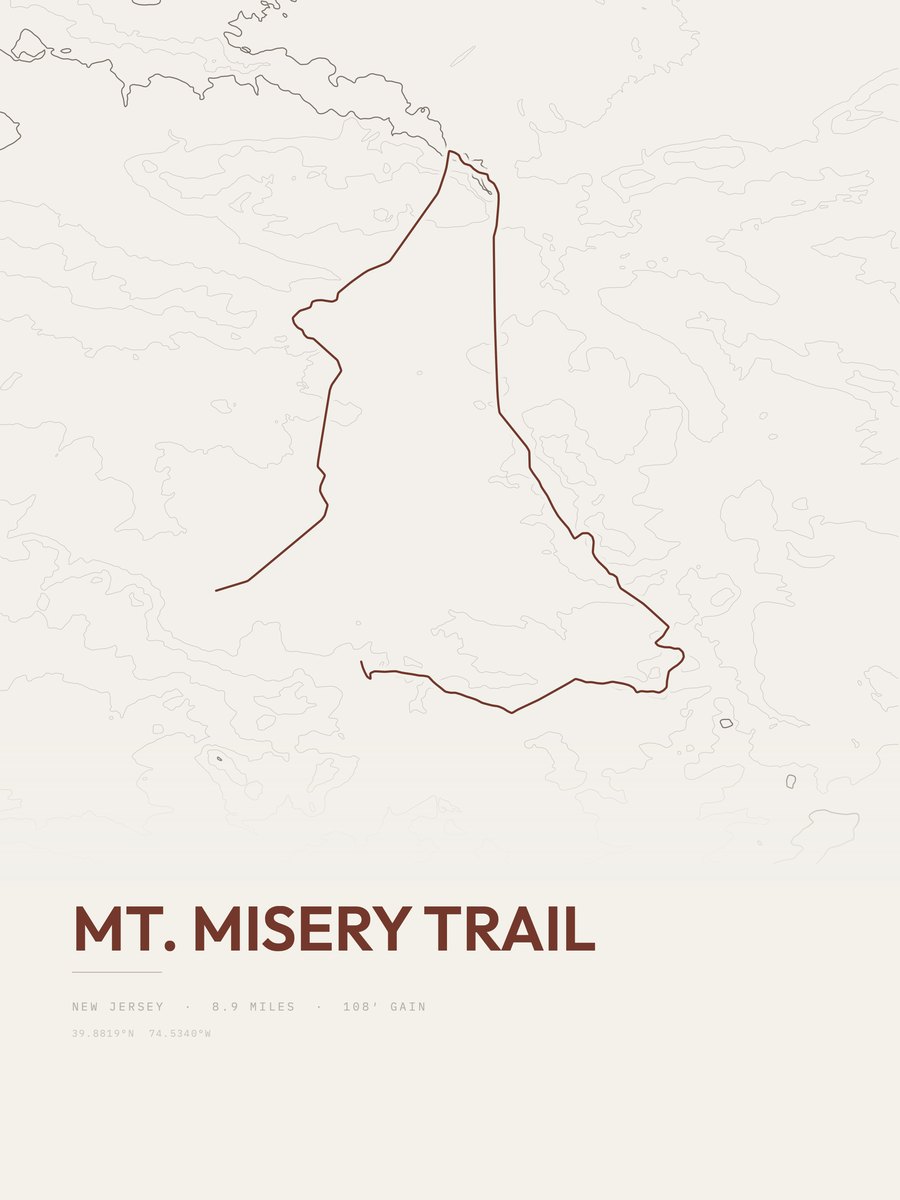 Mount Misery Trail Topographic print