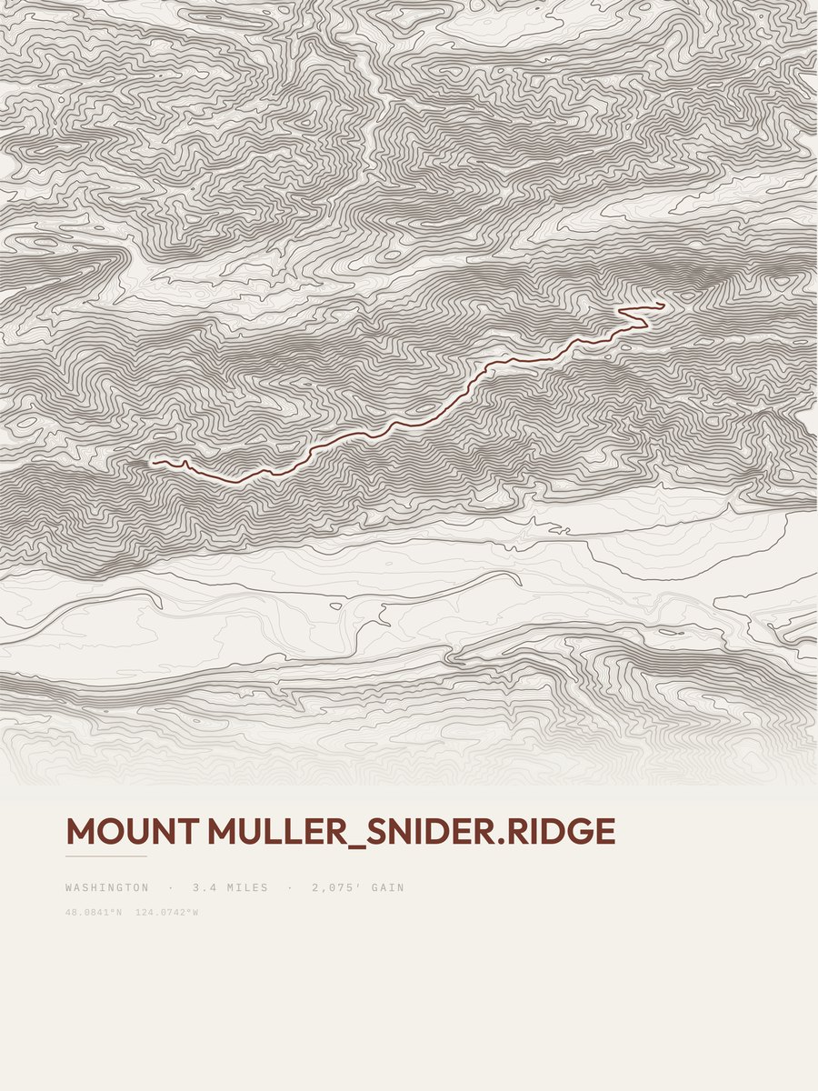 Mount Muller topographic trail print