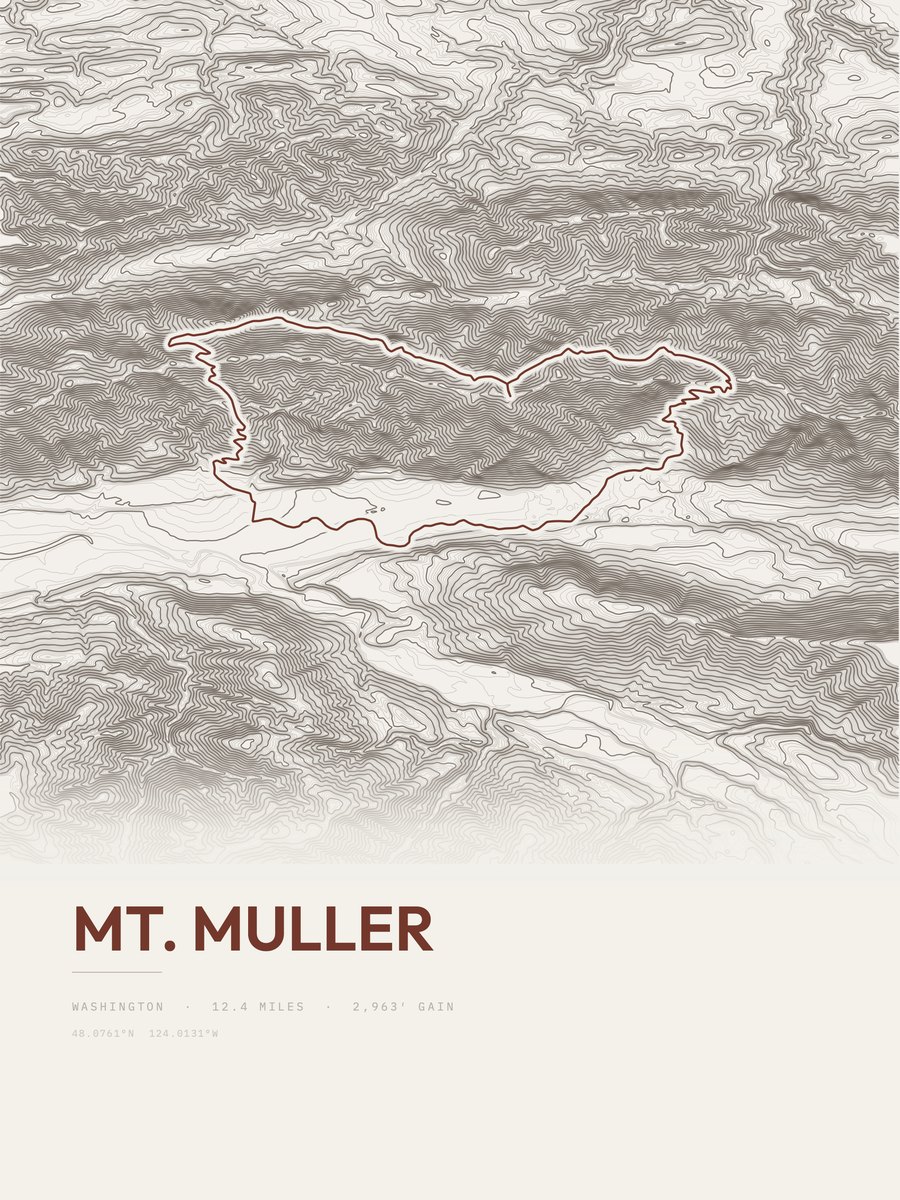 Mount Muller topographic trail print