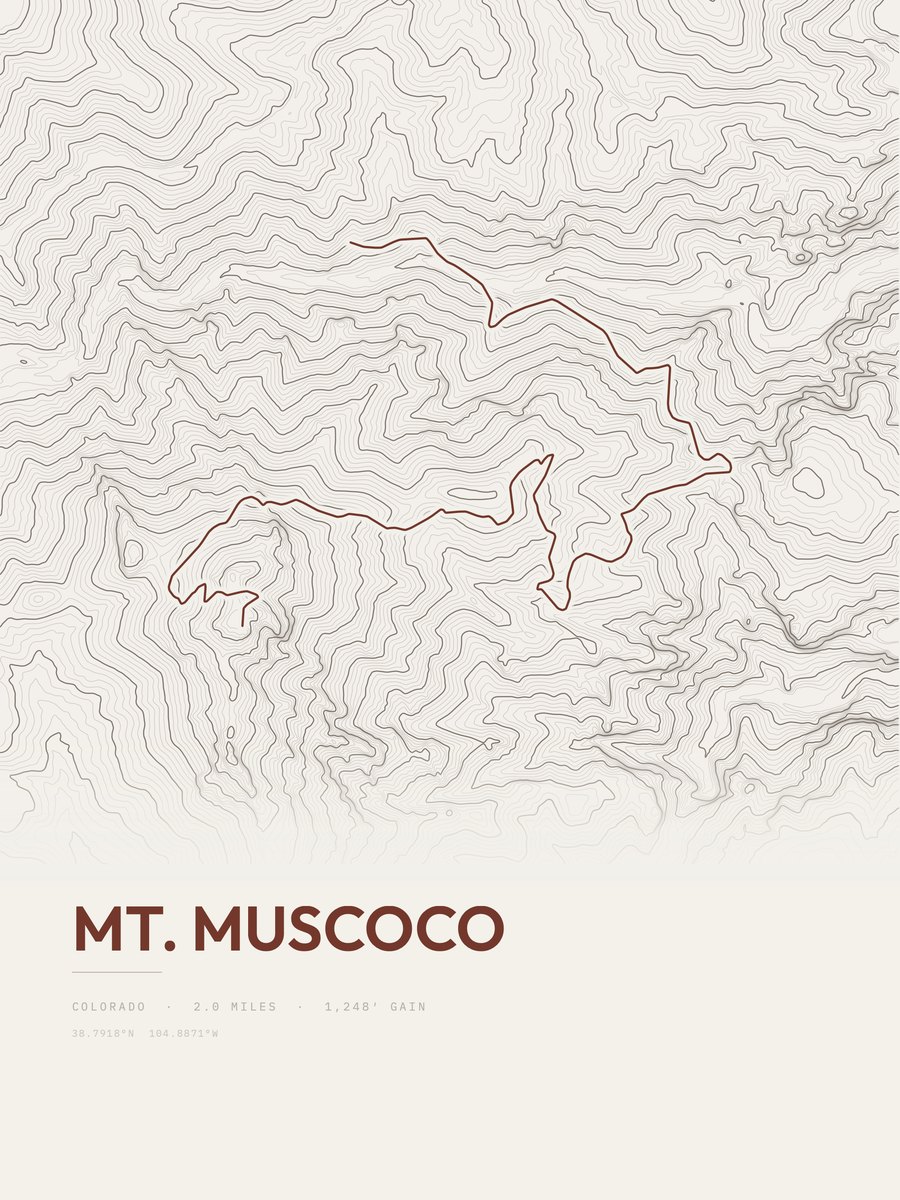 Mount Muscoco topographic trail print