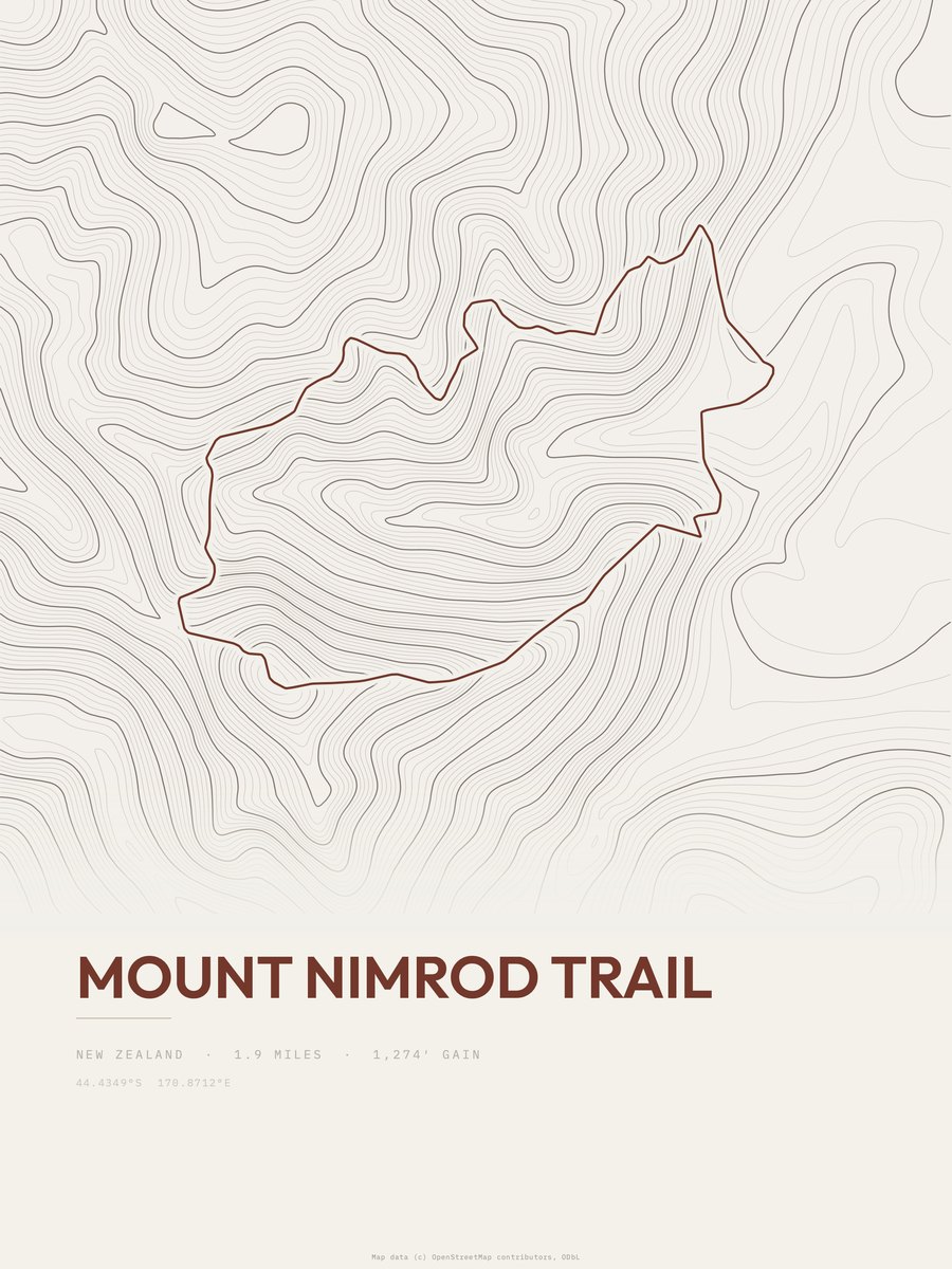 Mount Nimrod Trail topographic trail print