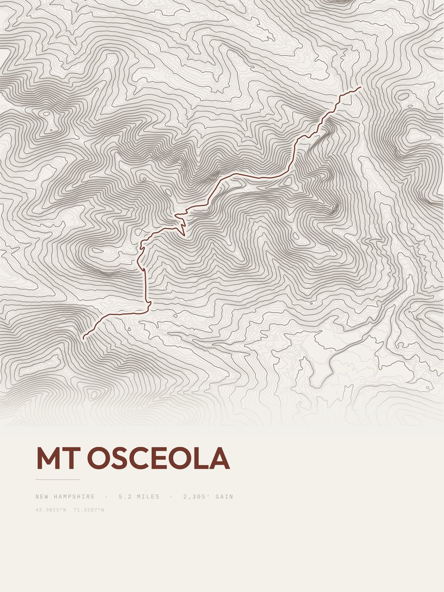 Mount Osceola topographic trail print