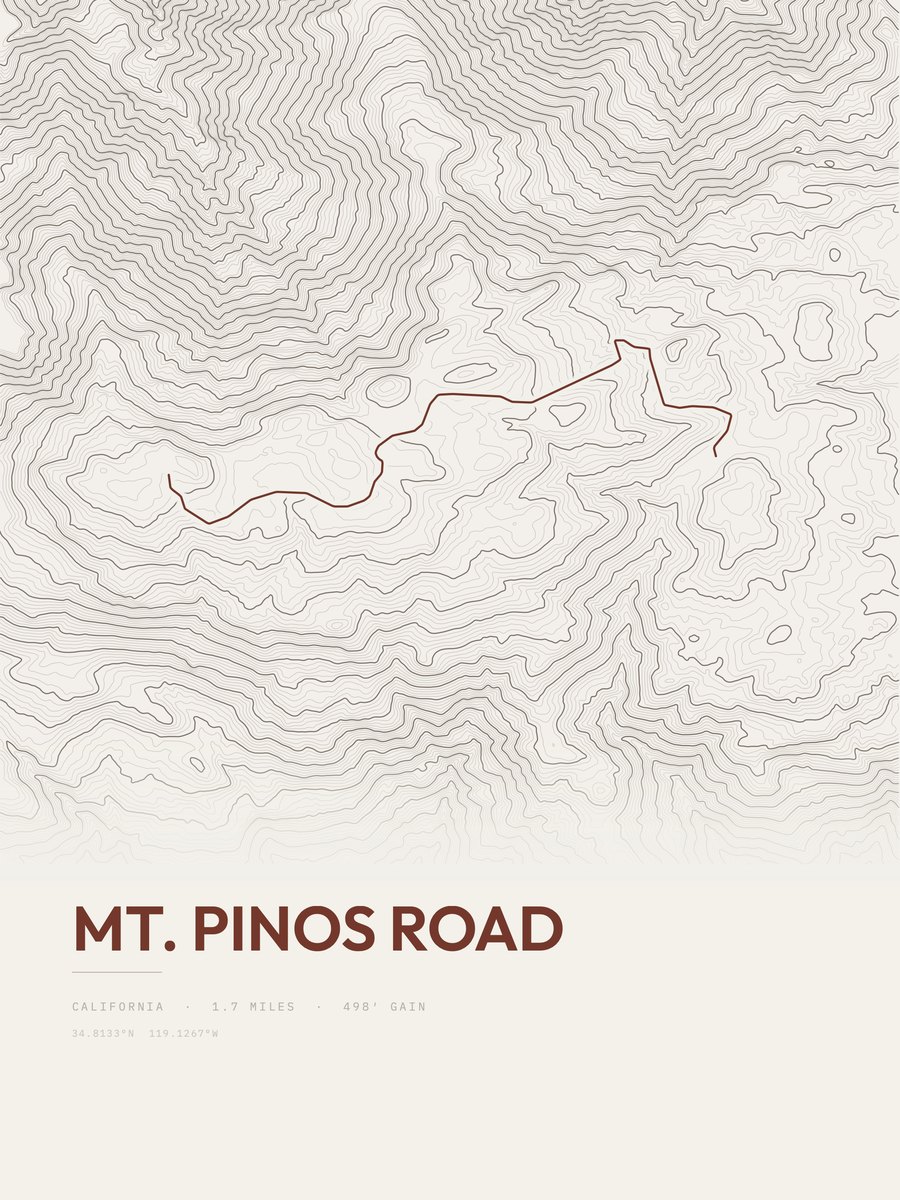 Mount Pinos Road Topographic print