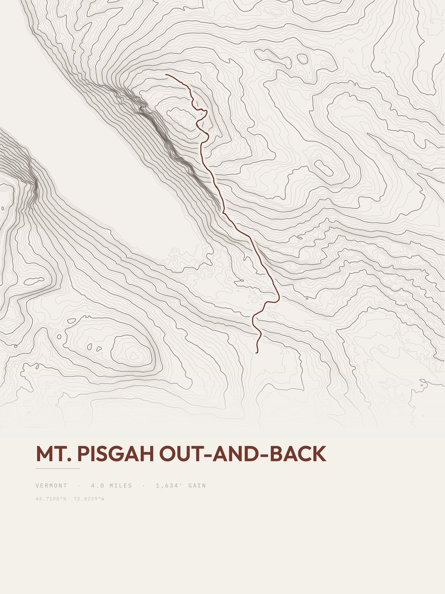 Mount Pisgah topographic trail print