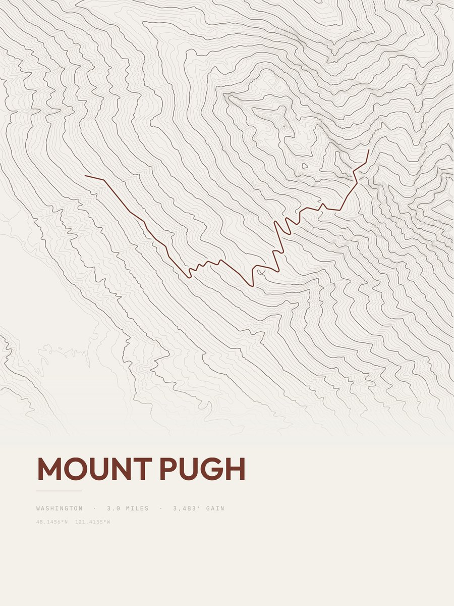 Mount Pugh topographic trail print