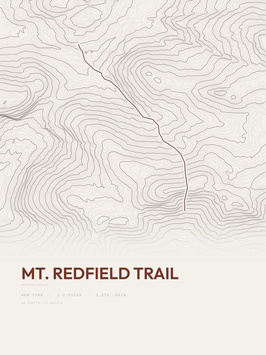 Mount Redfield Trail Topographic print