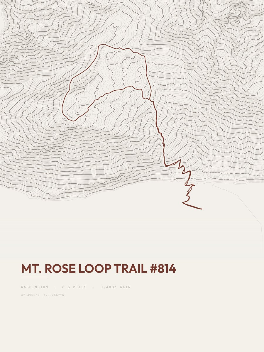 Mount Rose Loop Trail Topographic print