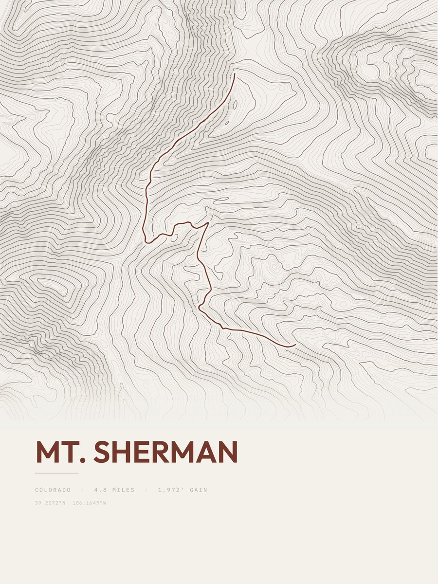 Mount Sherman topographic trail print