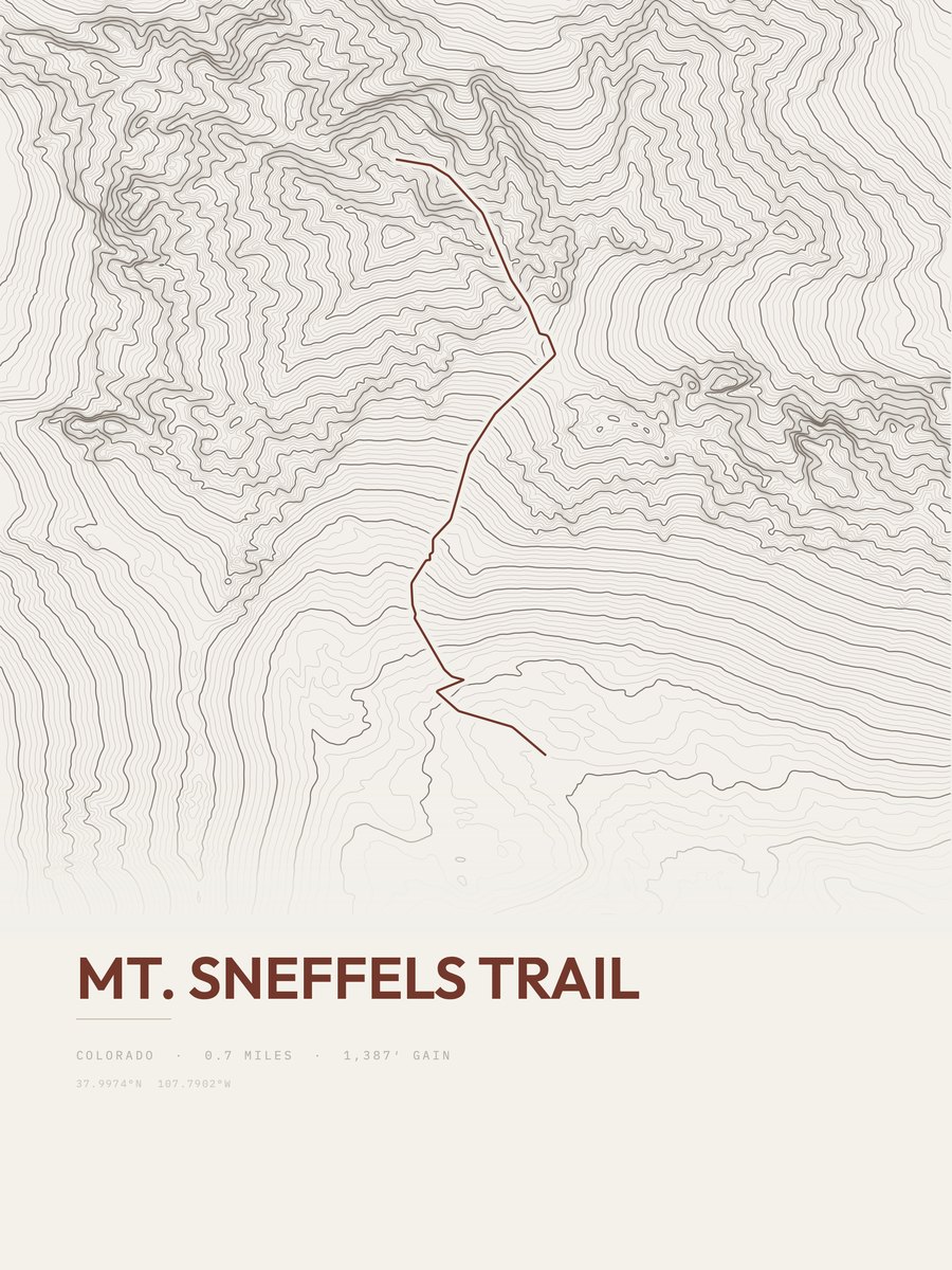 Mount Sneffels Trail topographic trail print