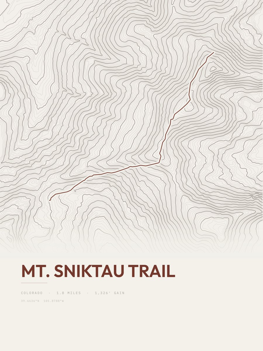 Mount Sniktau Trail topographic trail print