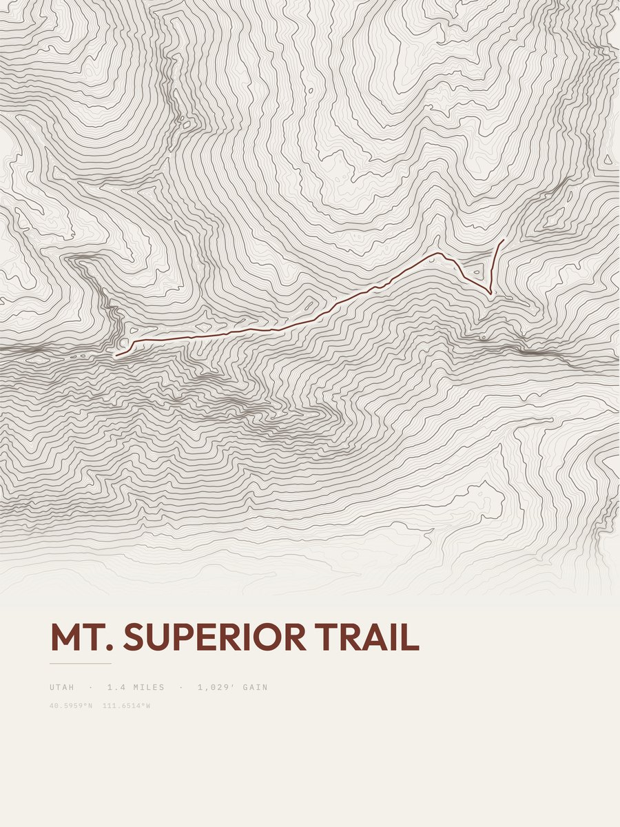 Mount Superior Trail Topographic print