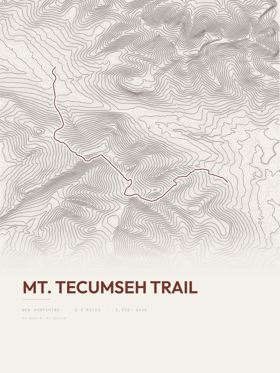Mount Tecumseh Trail topographic trail print
