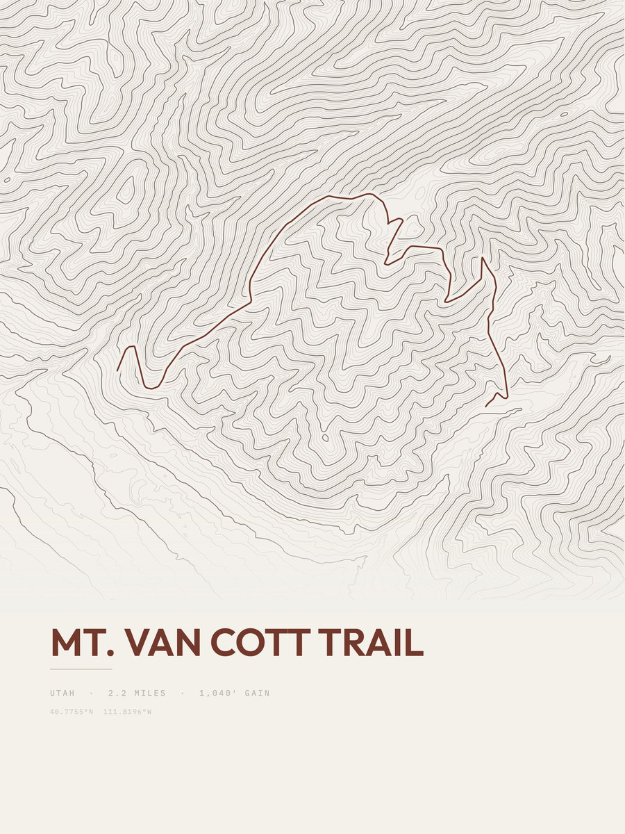 Mount Van Cott Trail topographic trail print