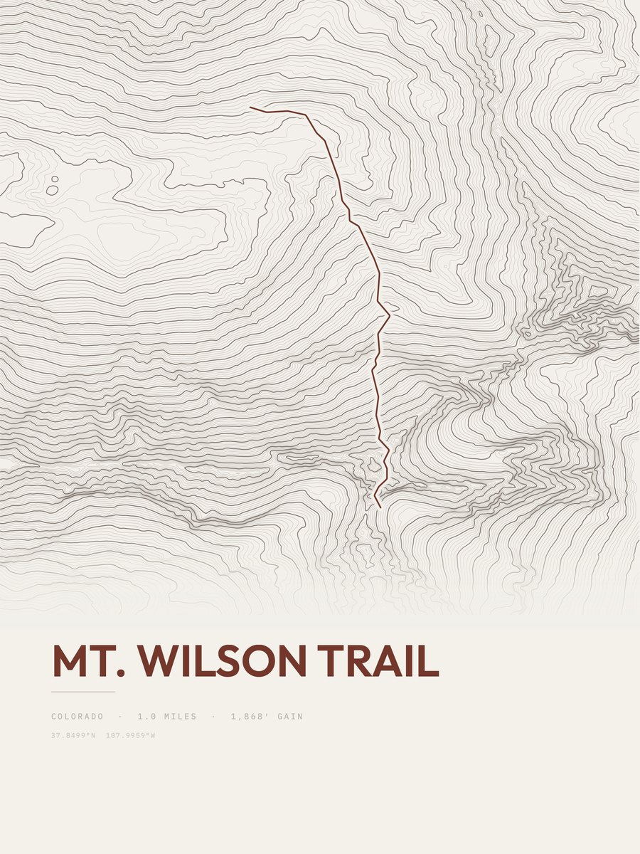 Mount Wilson Trail Topographic print