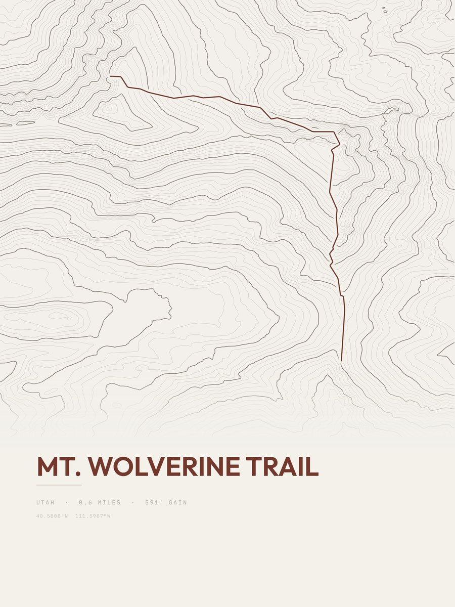 Mount Wolverine Trail topographic trail print