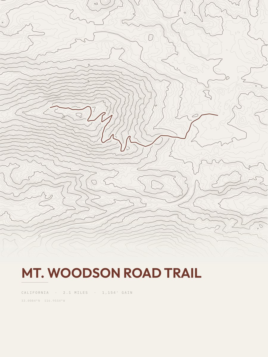 Mount Woodson Road Trail Topographic print