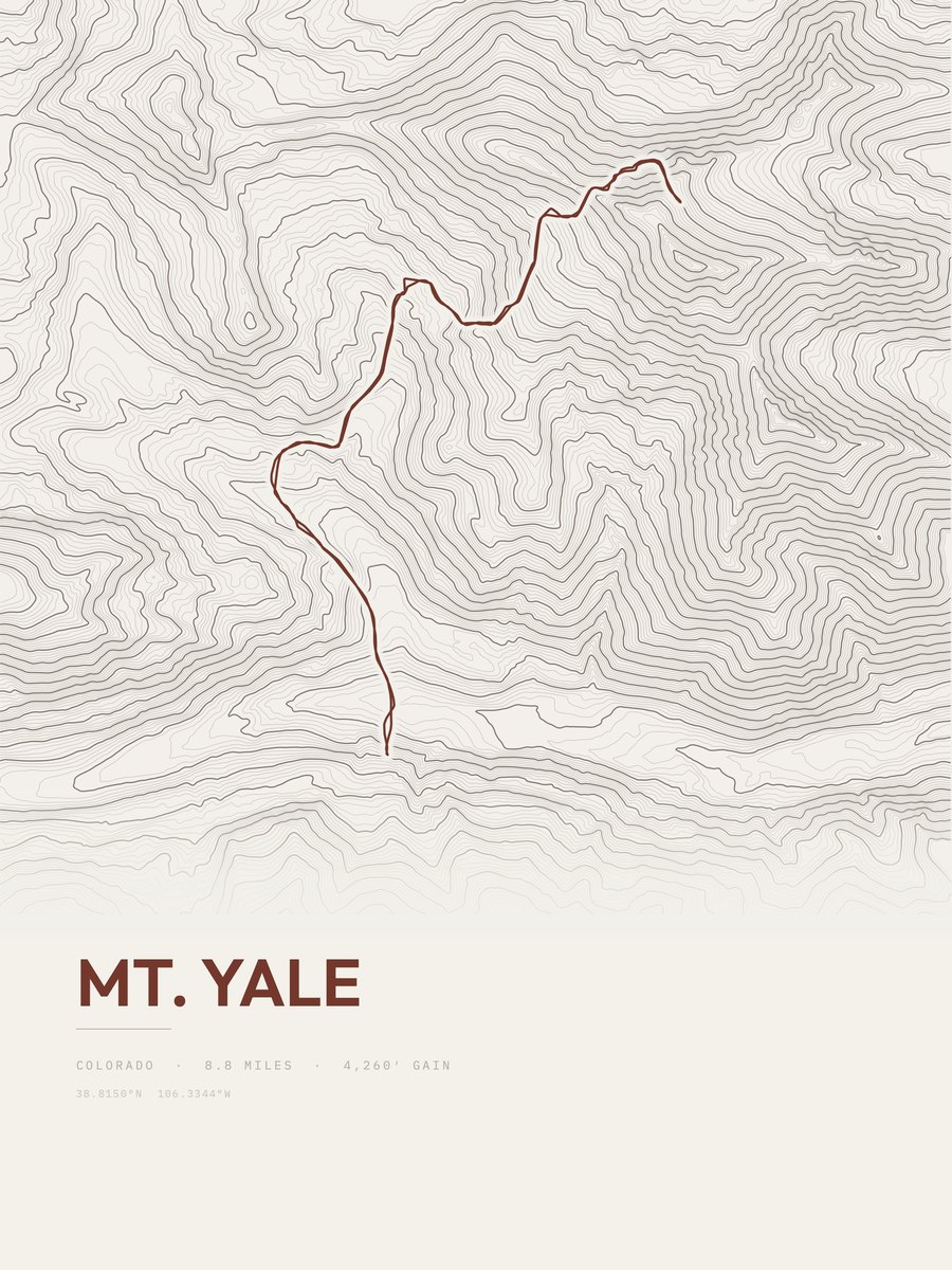 Mount Yale topographic trail print