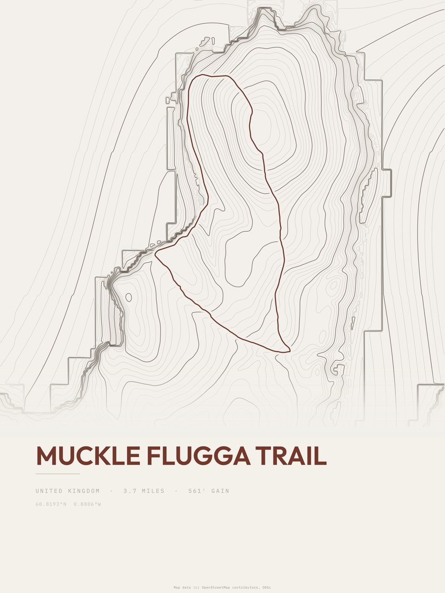 Muckle Flugga Trail Topographic print