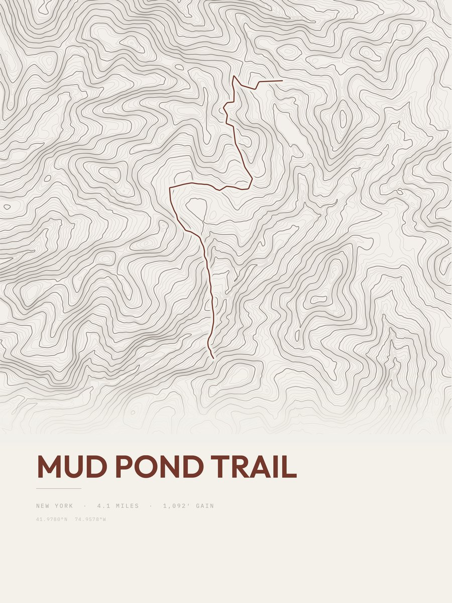Mud Pond Trail Topographic print