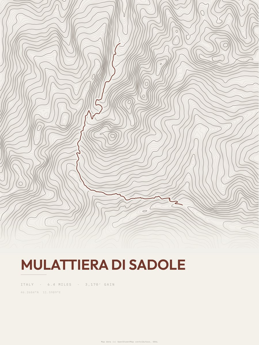 Mulattiera di Sadole Topographic print