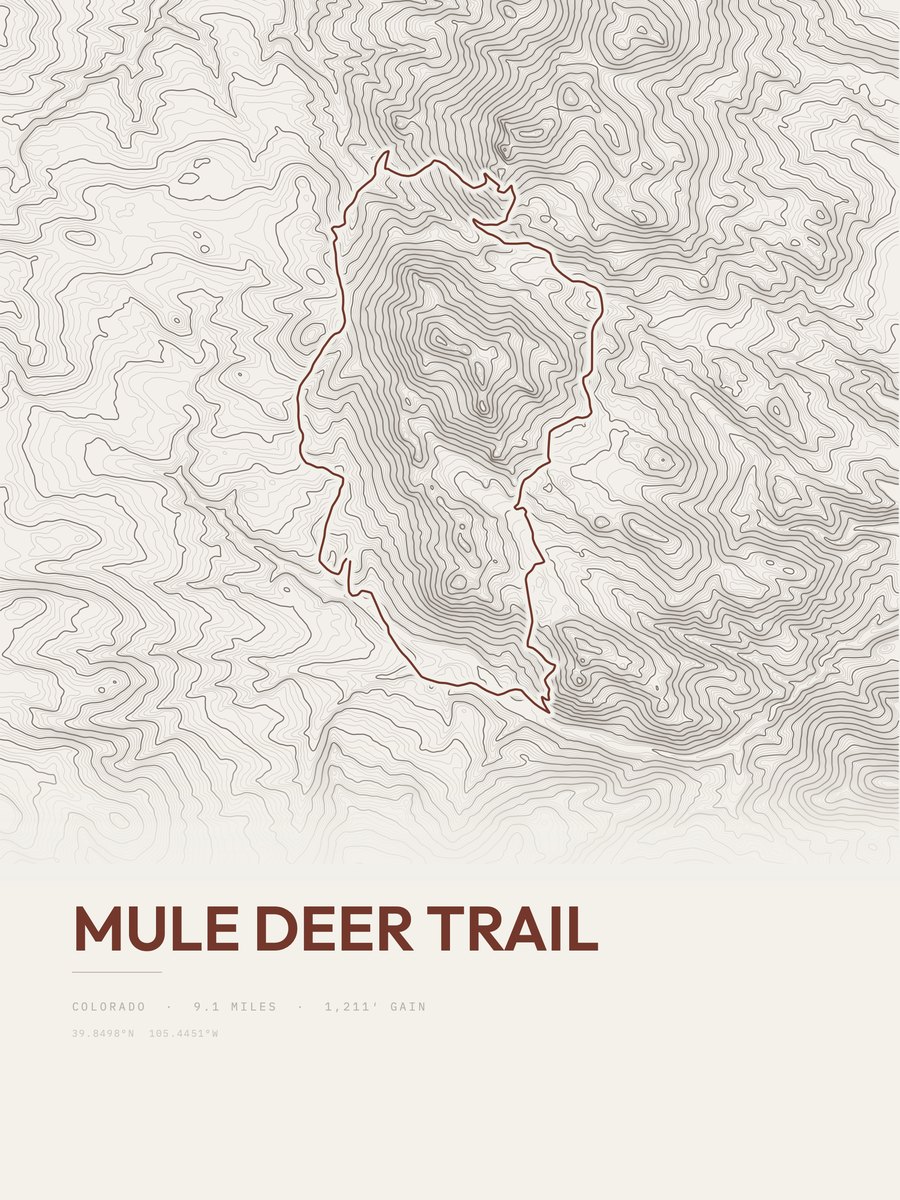 Mule Deer Trail topographic trail print
