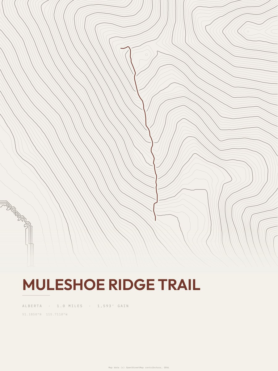 Muleshoe Ridge Trail Topographic print
