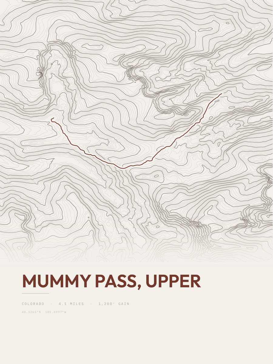 Mummy Pass, Upper Topographic print